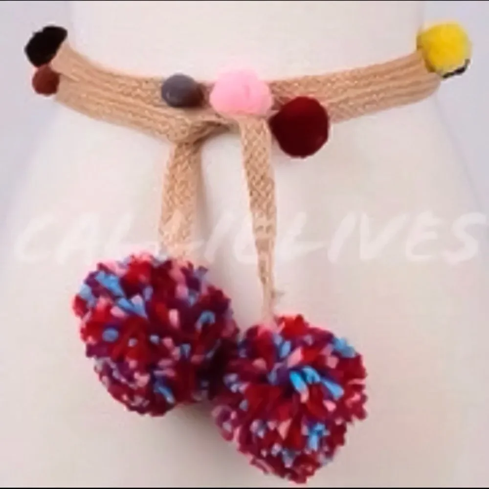 Callie Lives Hippie Boho Pom Pom Belt OS